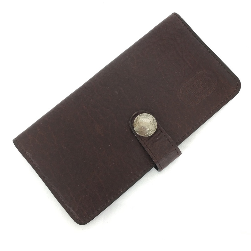 The Buffalo Billfold Company Leather Wallet Brown Vintage Buffalo Nickel Button